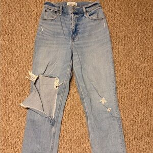 Abercrombie & Fitch Light Blue Distressed Straight Leg Jeans